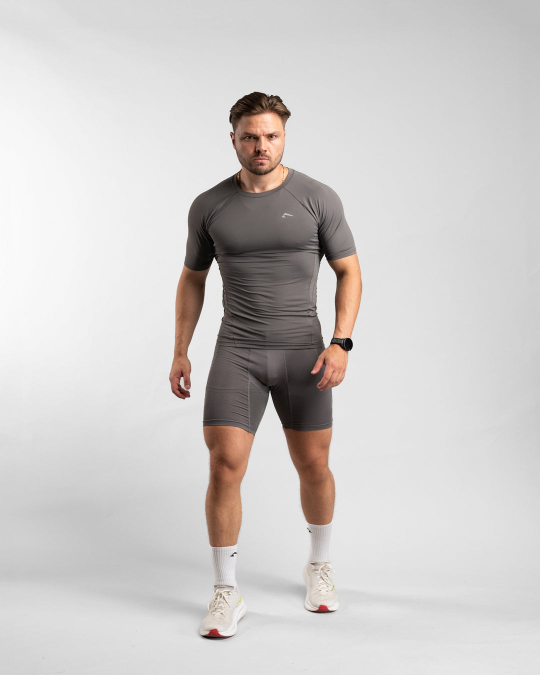 Core Compression Shirt (Clay/Grey) - Athletic Aesthetics