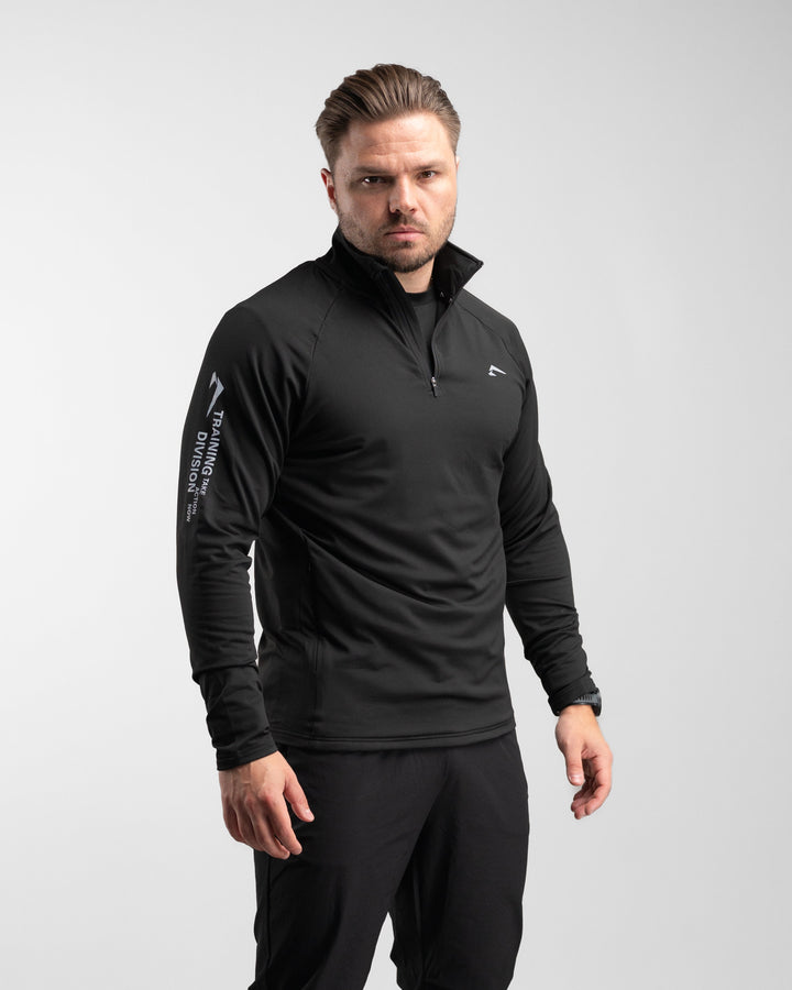 Core Performance Quarter Zip (Black/Grey) - Athletic Aesthetics