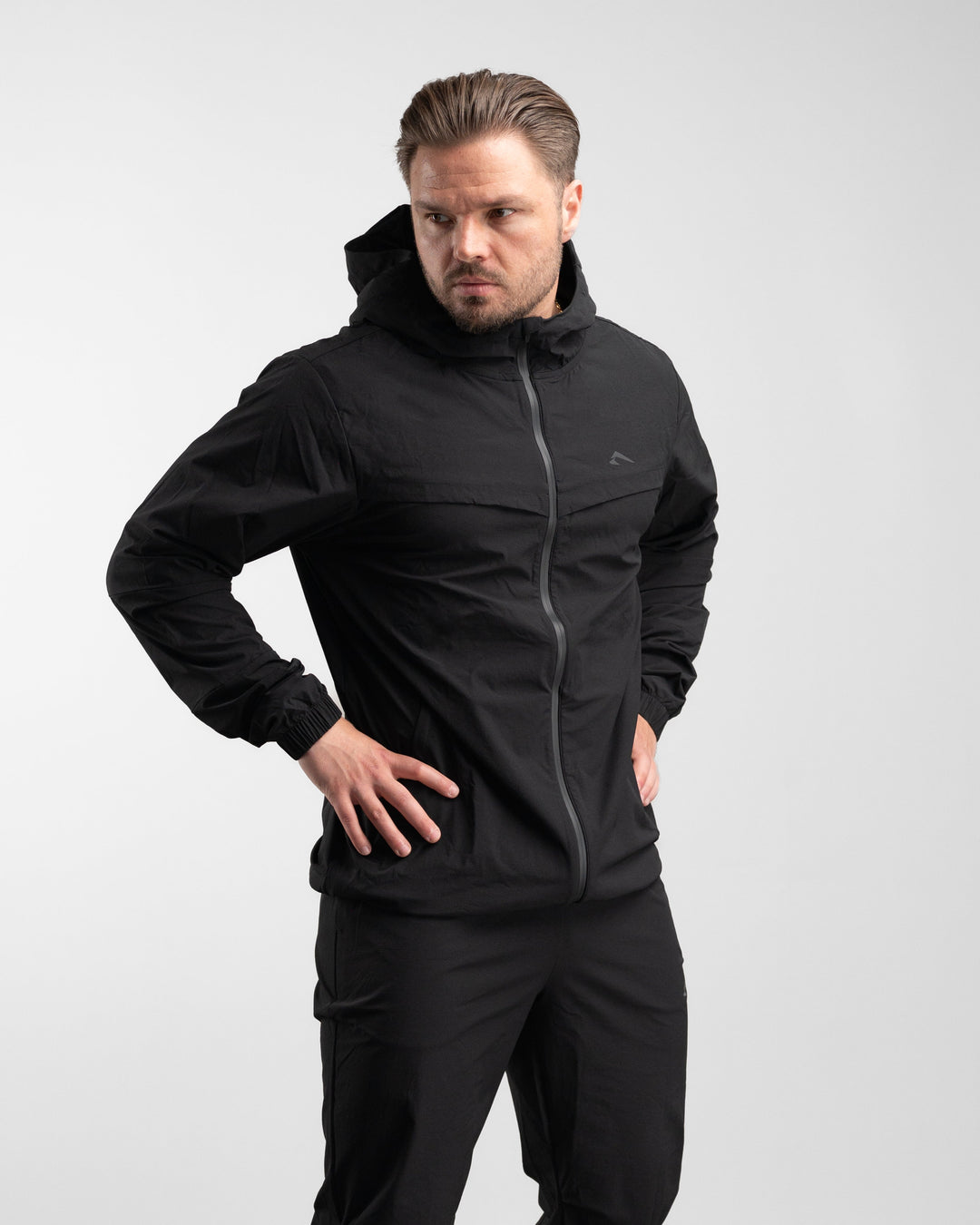 Elite Windbreaker Full Zip (Black) - Athletic Aesthetics