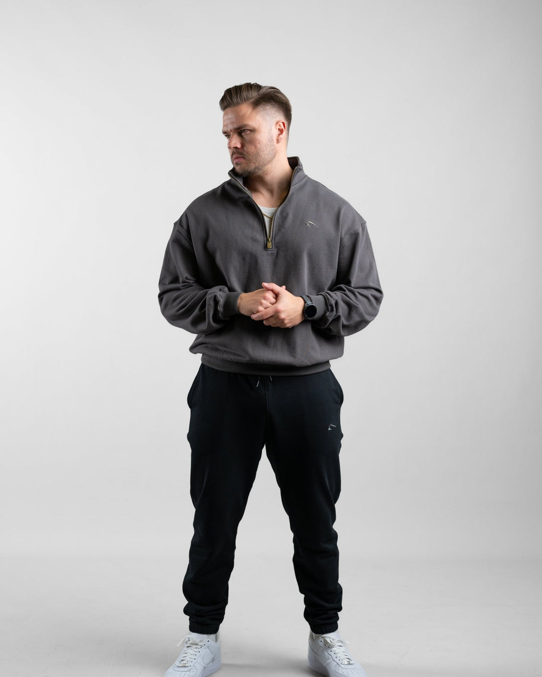 Essential Oversize Half Zip (Olive) - Athletic Aesthetics
