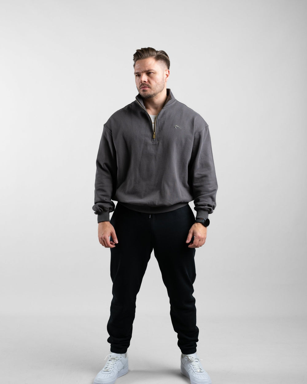 Essential Oversize Half Zip (Olive) - Athletic Aesthetics