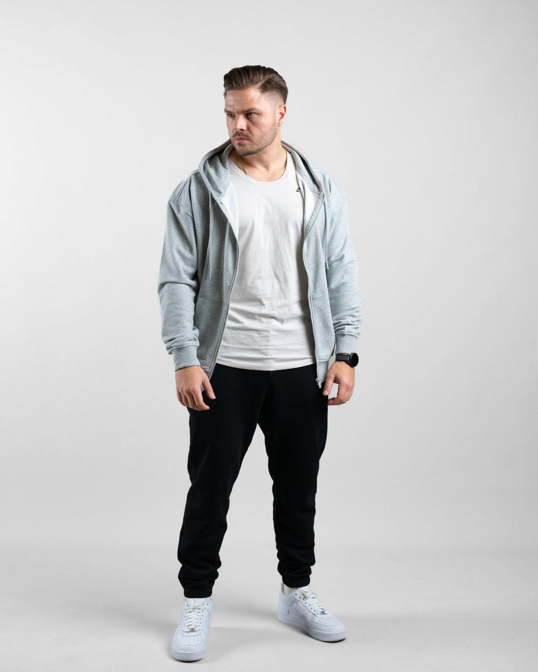 Essential Oversize Zip Hoodie (Grey Marl) - Athletic Aesthetics