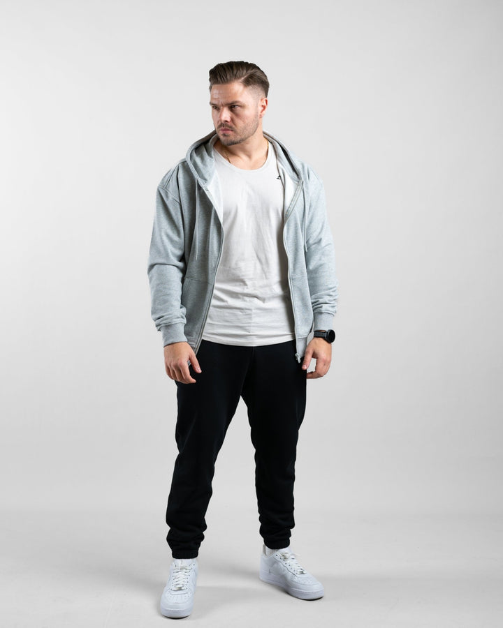 Essential Oversize Zip Hoodie (Grey Marl) - Athletic Aesthetics