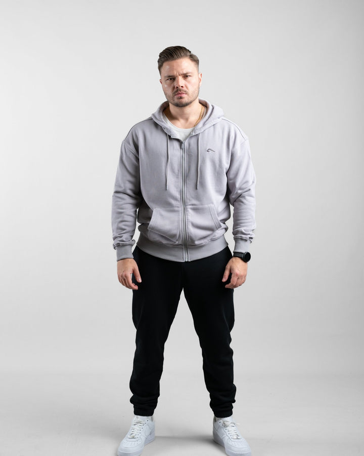Essential Oversize Zip Hoodie (Stone) - Athletic Aesthetics