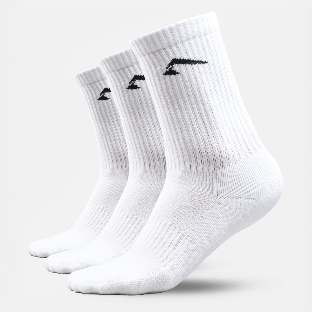 Hohe Sportsocken / Cushioned Crew Socks 3er Pack (White) - Athletic Aesthetics