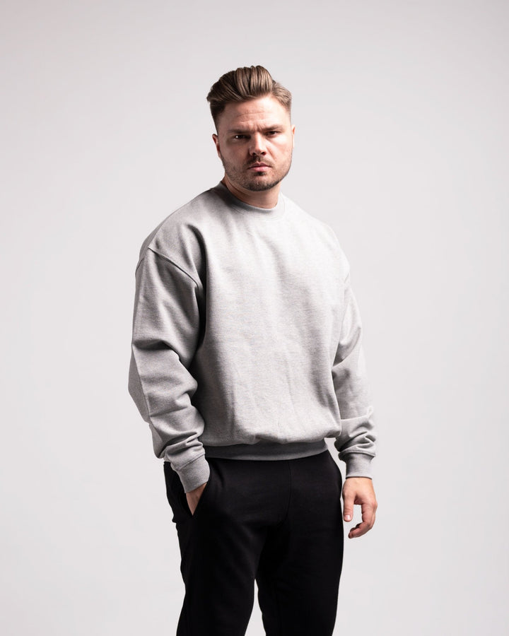 Oversized Crewneck Sweater (Grey Marl) - HQ Basics - Athletic Aesthetics