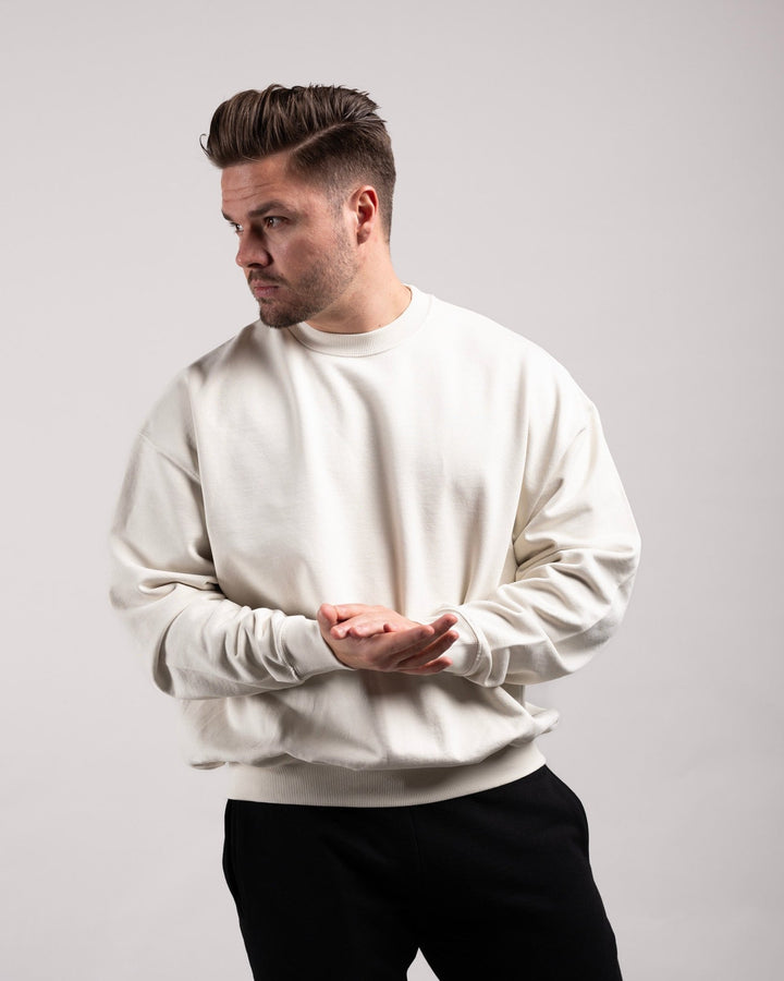 Oversized Crewneck Sweater (Vintage White) - HQ Basics - Athletic Aesthetics