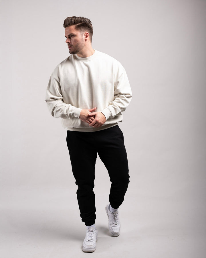 Oversized Crewneck Sweater (Vintage White) - HQ Basics - Athletic Aesthetics