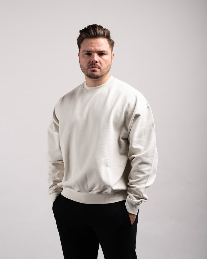 Oversized Crewneck Sweater (Vintage White) - HQ Basics - Athletic Aesthetics