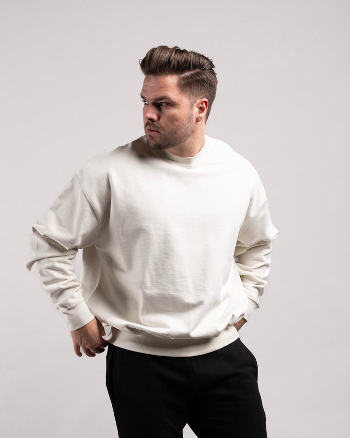 Oversized Crewneck Sweater (Vintage White) - HQ Basics - Athletic Aesthetics