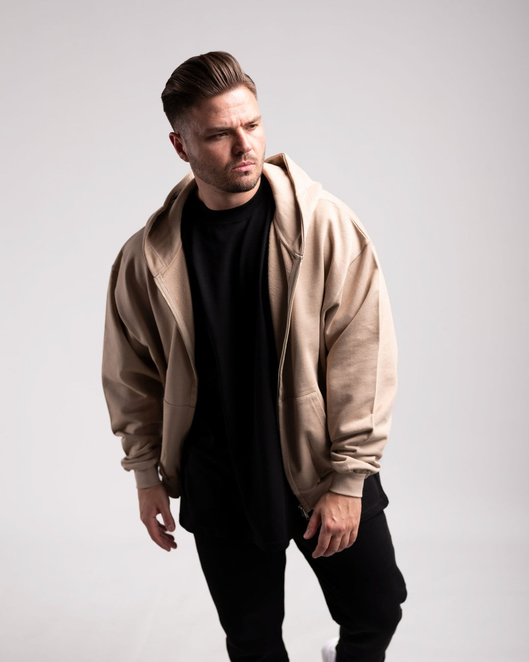 Oversized Zipped Hoodie (Caramel) - HQ Basics - Athletic Aesthetics
