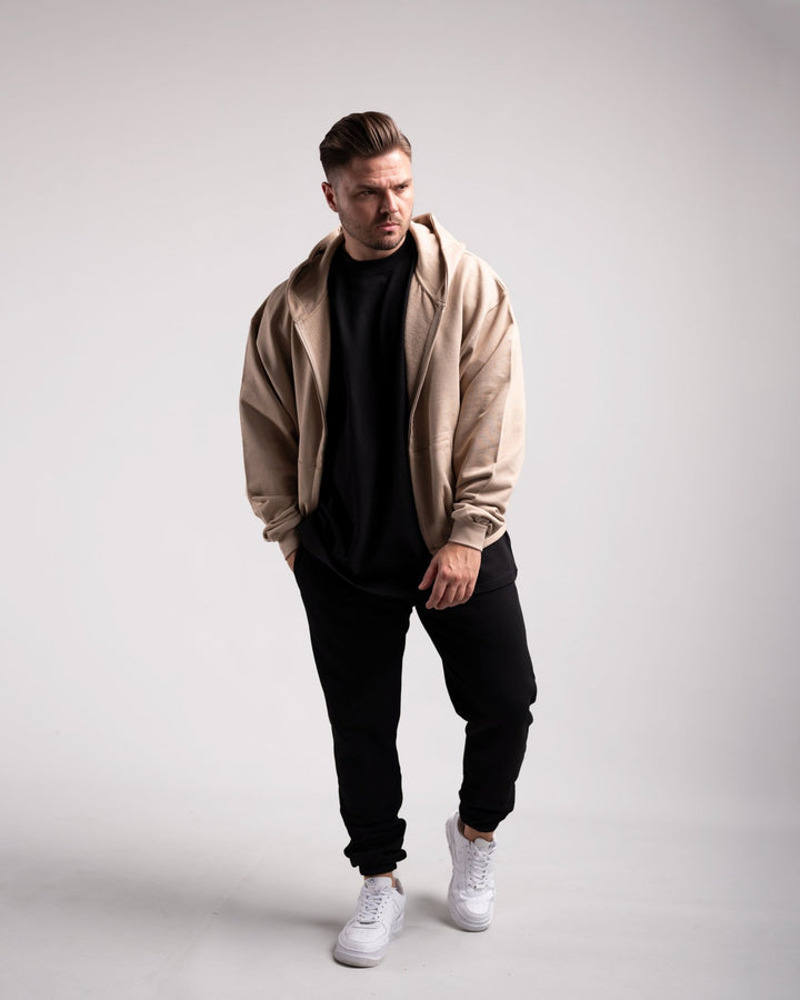Oversized Zipped Hoodie (Caramel) - HQ Basics - Athletic Aesthetics