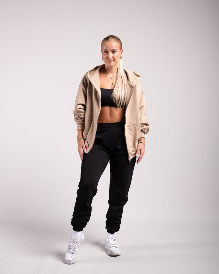 Oversized Zipped Hoodie (Caramel) - HQ Basics - Athletic Aesthetics