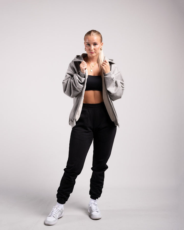 Oversized Zipped Hoodie (Grey Marl) - HQ Basics - Athletic Aesthetics