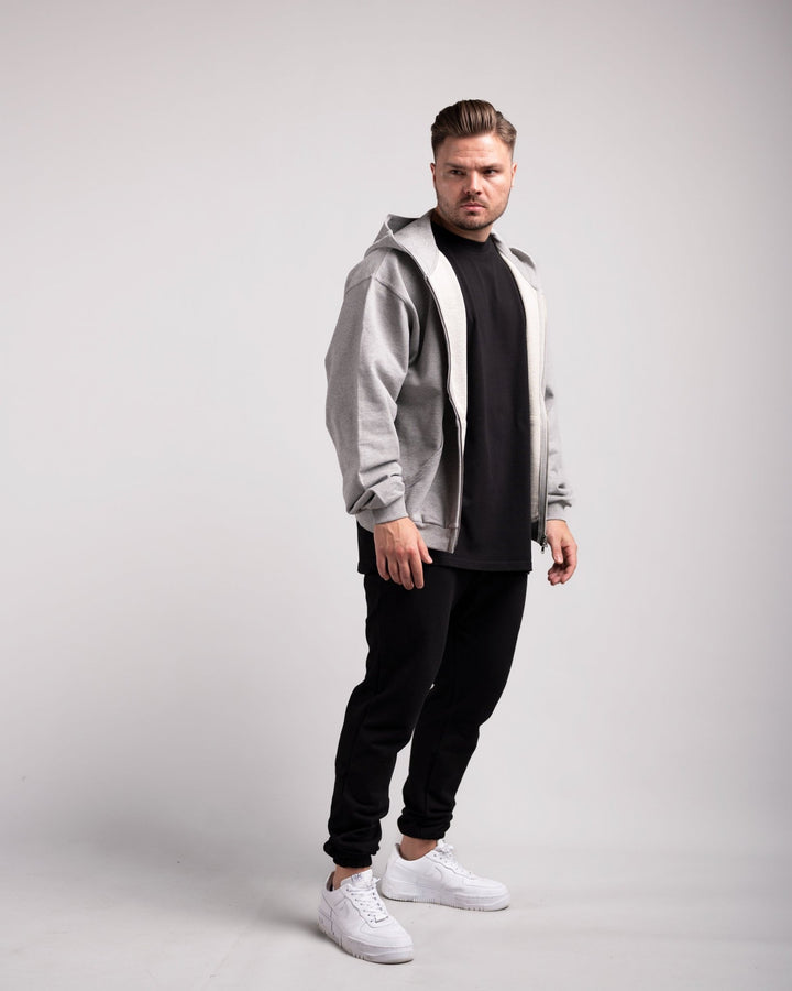 Oversized Zipped Hoodie (Grey Marl) - HQ Basics - Athletic Aesthetics