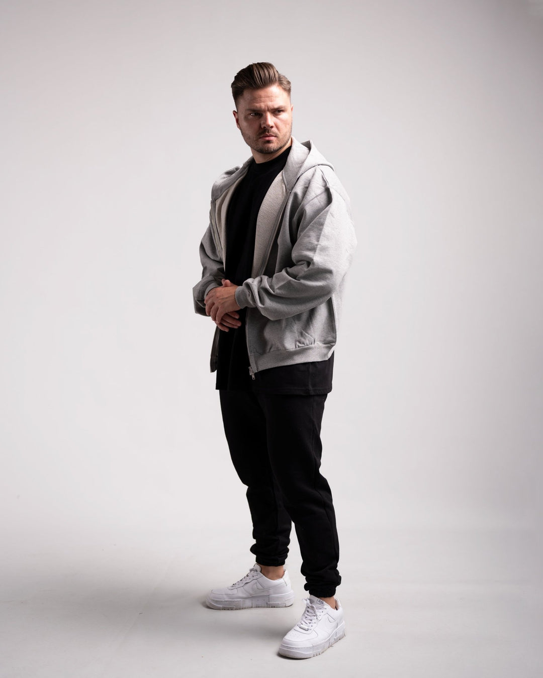 Oversized Zipped Hoodie (Grey Marl) - HQ Basics - Athletic Aesthetics
