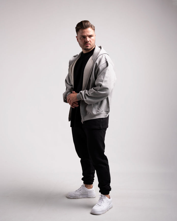 Oversized Zipped Hoodie (Grey Marl) - HQ Basics - Athletic Aesthetics