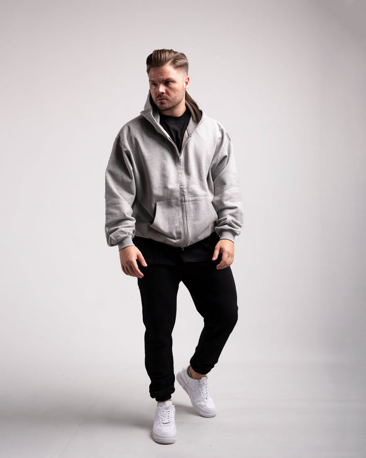 Oversized Zipped Hoodie (Grey Marl) - HQ Basics - Athletic Aesthetics
