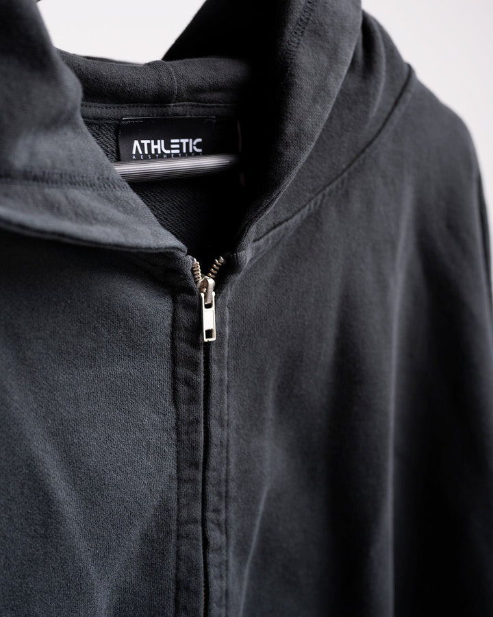 Oversized Zipped Hoodie (Vintage Black) - HQ Basics - Athletic Aesthetics