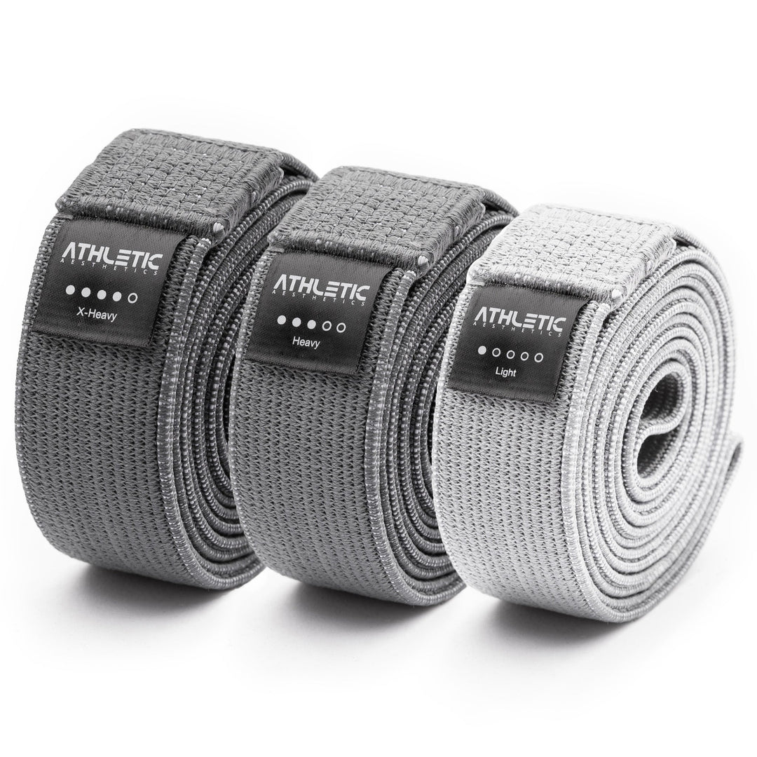 Widerstandsband 3er Set Textil (Grau) - Athletic Aesthetics